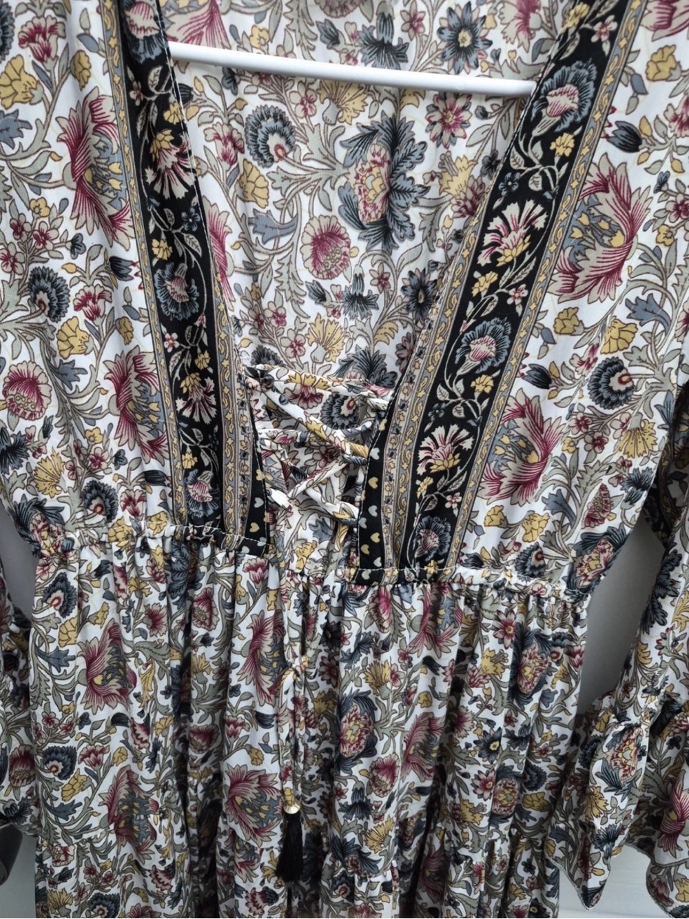 Anthropologie Floral Lace-Up Maxi Dress - Cream, Pink, Olive, Navy - Picture 3 of 5
